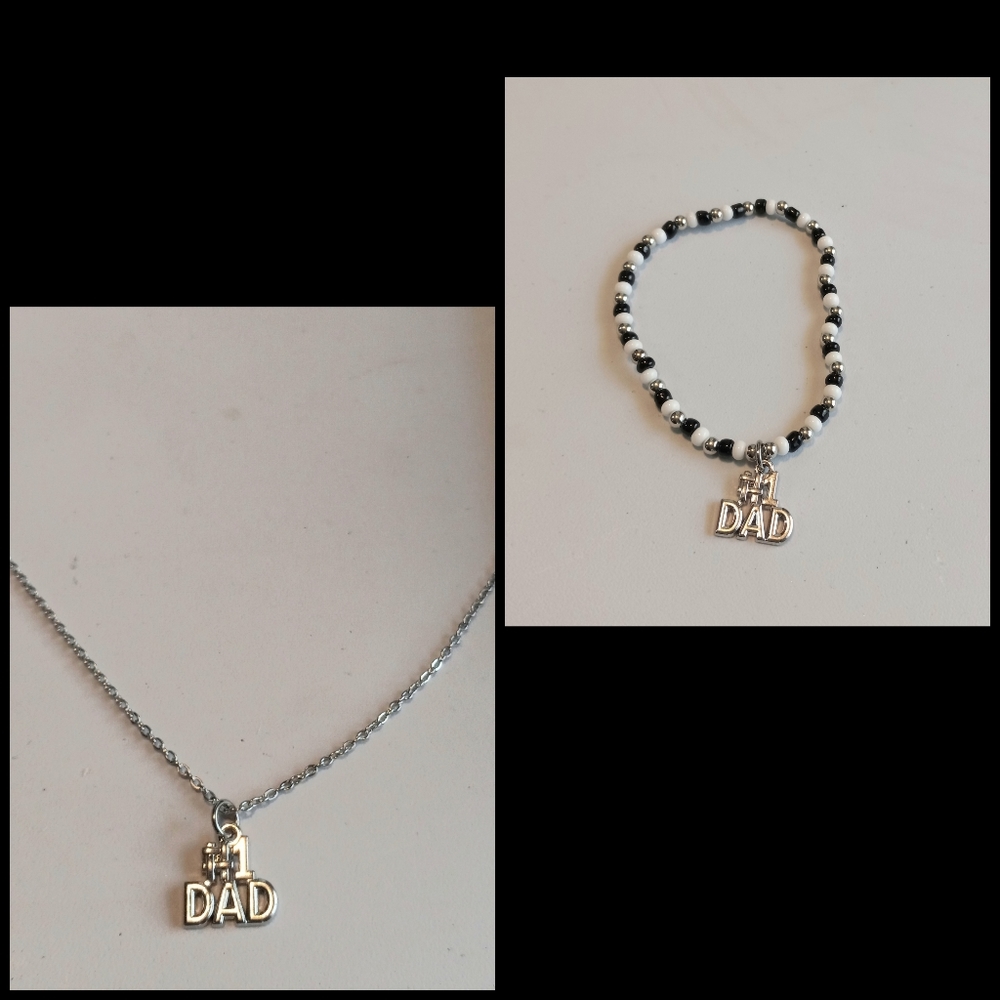 "#1 DAD" Necklace & Bracelet Set